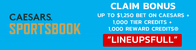 Caesars Promo Code "LINEUPSFULL" For $1,250 Bonus Ahead Of TNF.